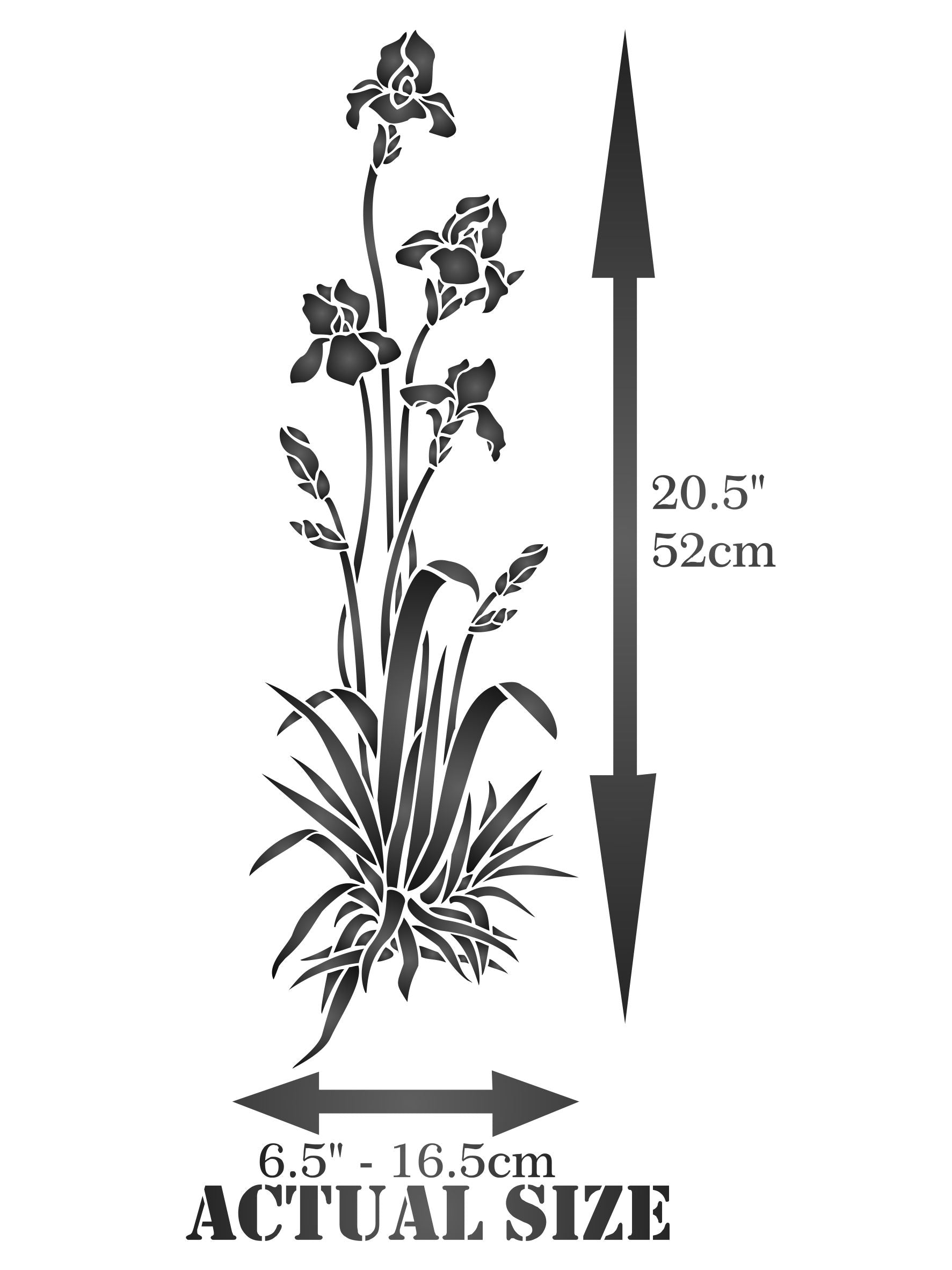 Iris Stencil, 6.5 x 20.5 inch - Single Flower Floral Plant