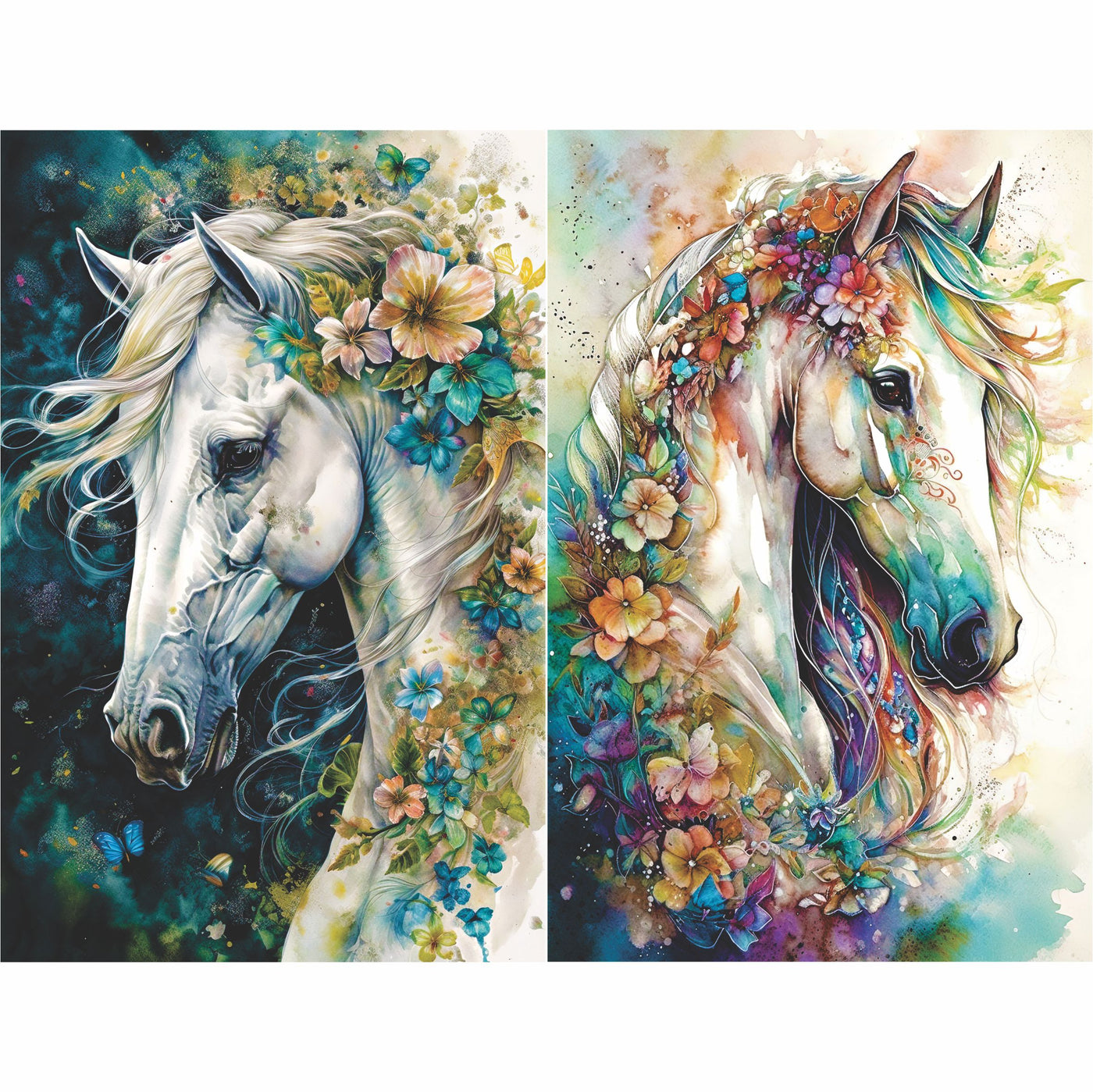 Bohemian Horses Rice Paper, 8 x 10.5 inch â€“ for Decoupage Scrapbooking Craft