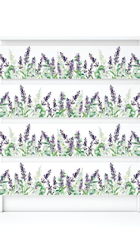Lavender Border Rice Paper- 8 Sheets Printed Mulberry Paper Border 36gsm