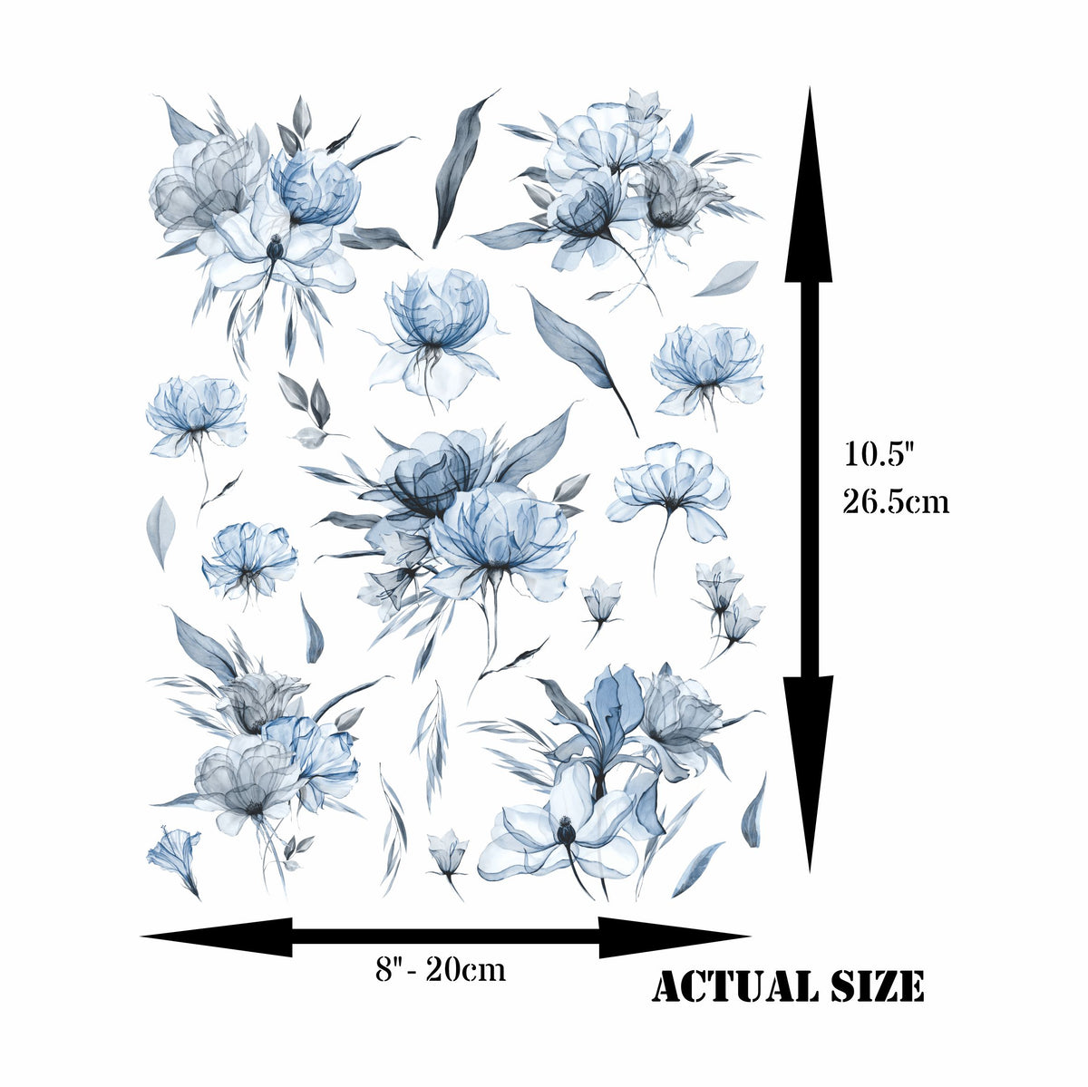 Transparent Flowers Rice Paper, 20.32 x 26.67 cm - for Decoupage Furniture Crafts