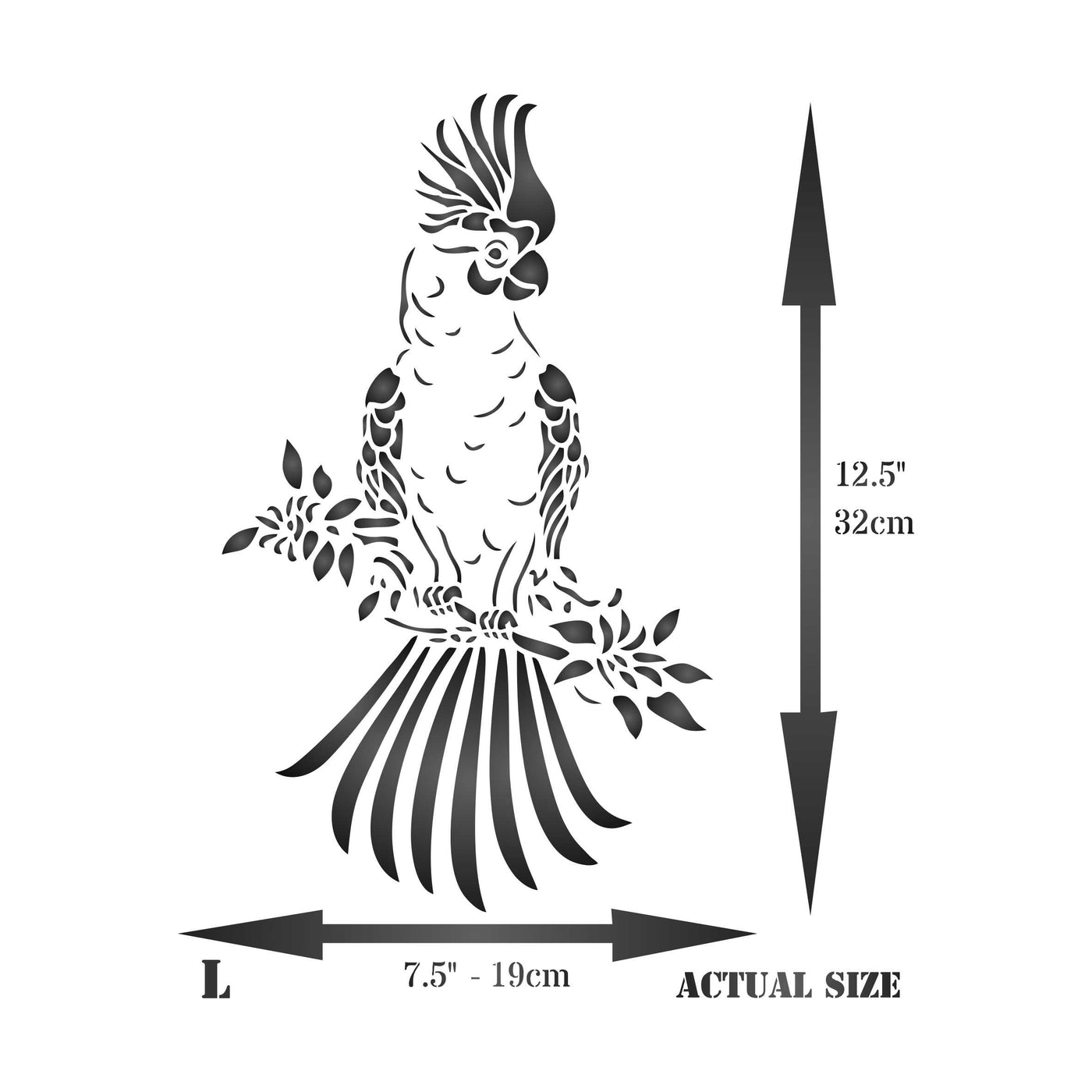 Cockatoo Stencil - Decorative Animal Wildlife Parrot Bird