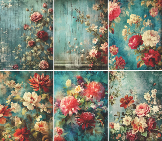 Vintage Flowers Decoupage Rice Paper, 20.32 x 26.67 cm - Scrapbooking Cards Crafts