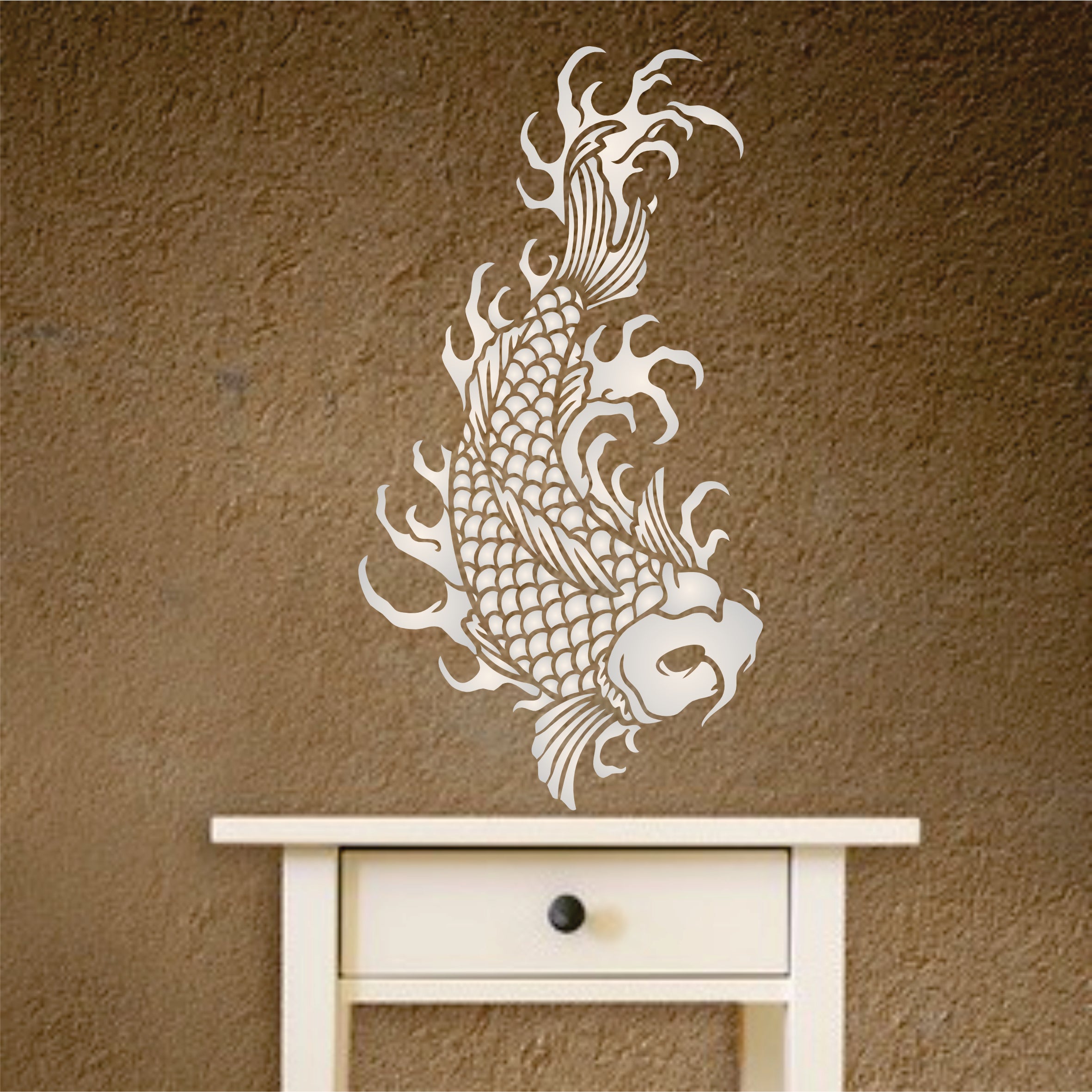 Japanese Koi Stencil - Koi Carp Harmony Good Luck Strength
