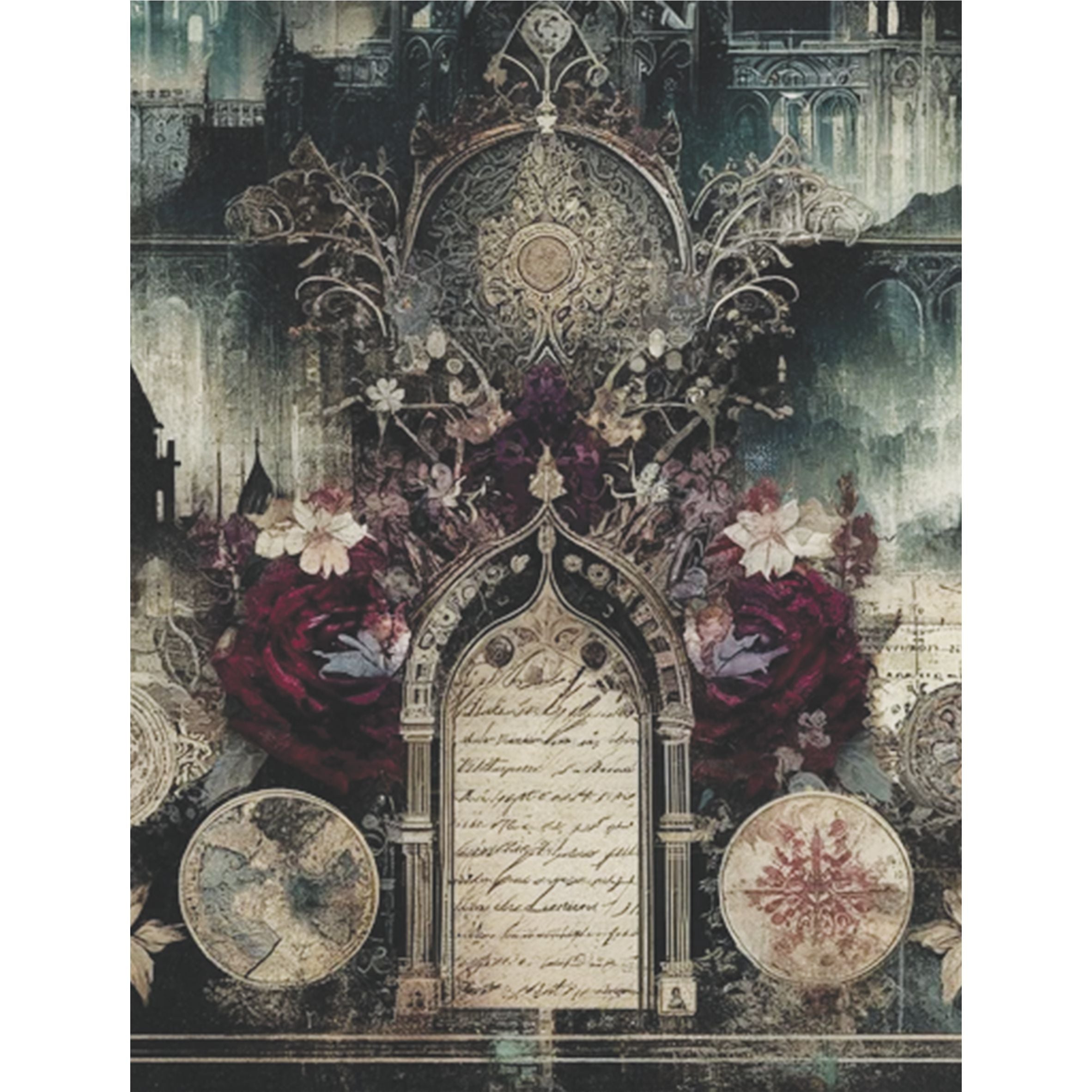 Gothic Church Rice Paper, 8 x 10.5 inch - for Decoupage Scrapbooking Cards Crafts