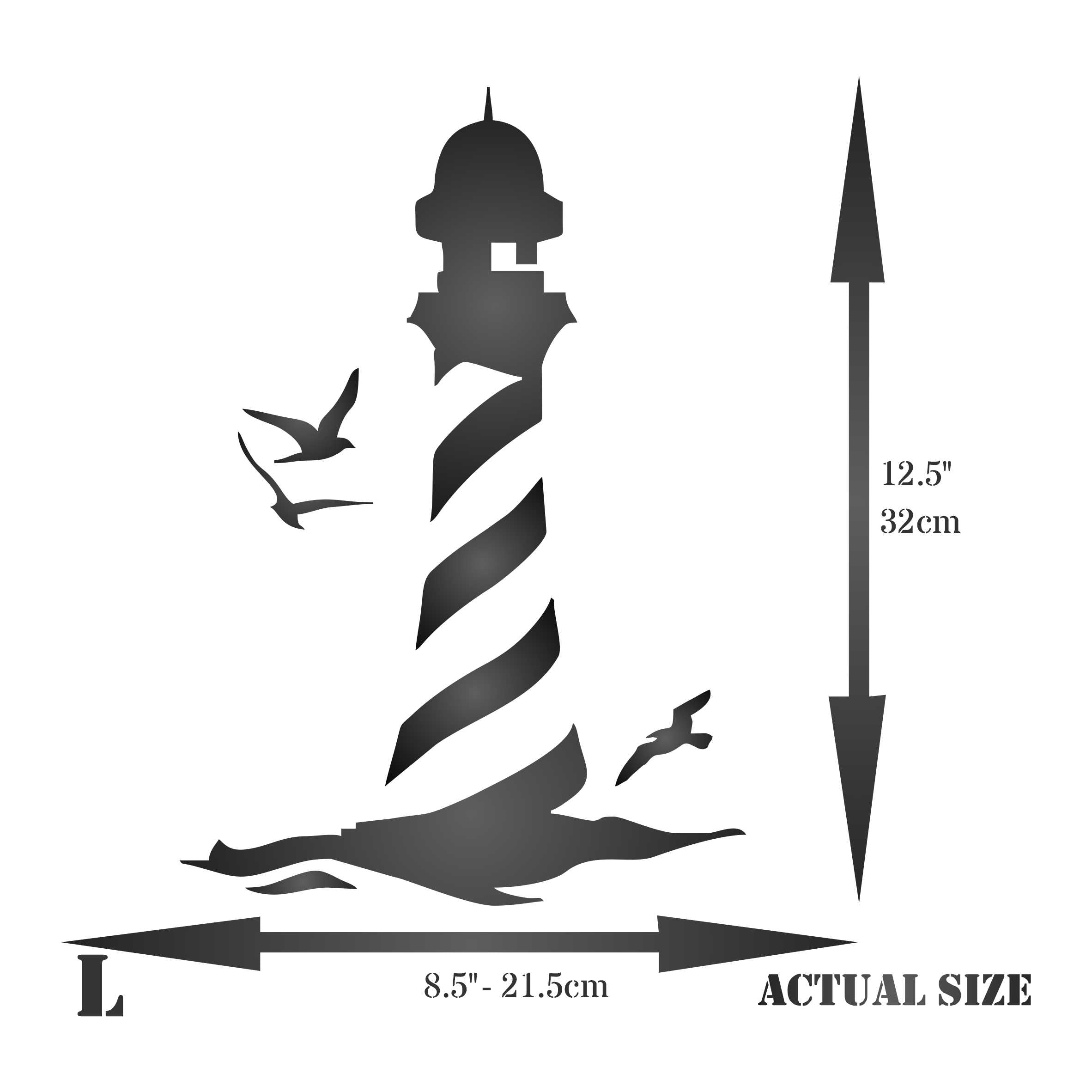 Lighthouse Stencil - Naive Sea Ocean Nautical Seagulls