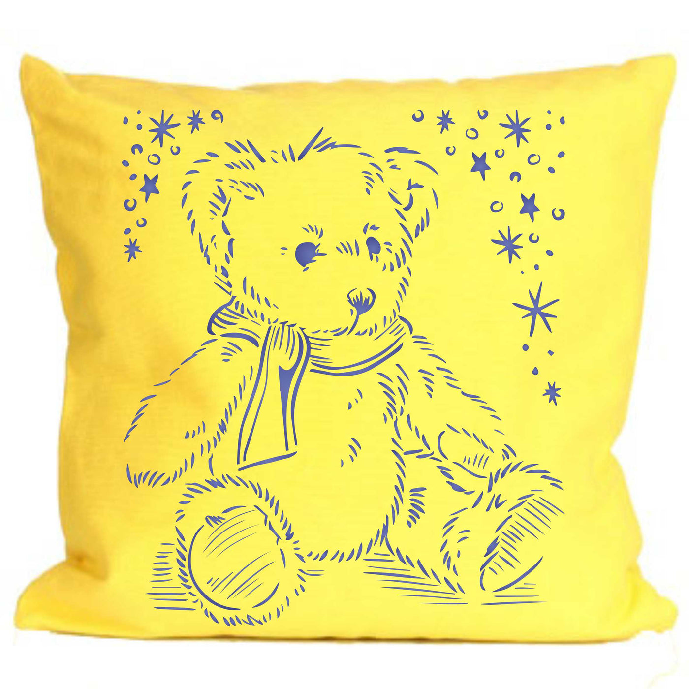 Teddy Bear Stencil - Fluffy Tatty Scruffy Teddy Scarf Stars Kids Childs