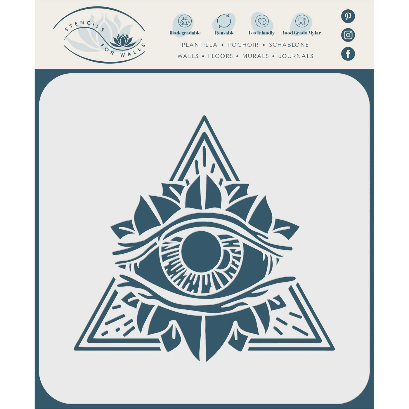 All Seeing Eye Stencil - Pyramid Symbol Eye of Providence Triangle Magic