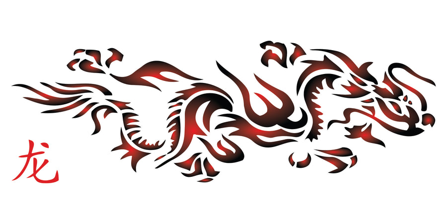 Japanese Dragon Stencil - Asian Oriental Chinese