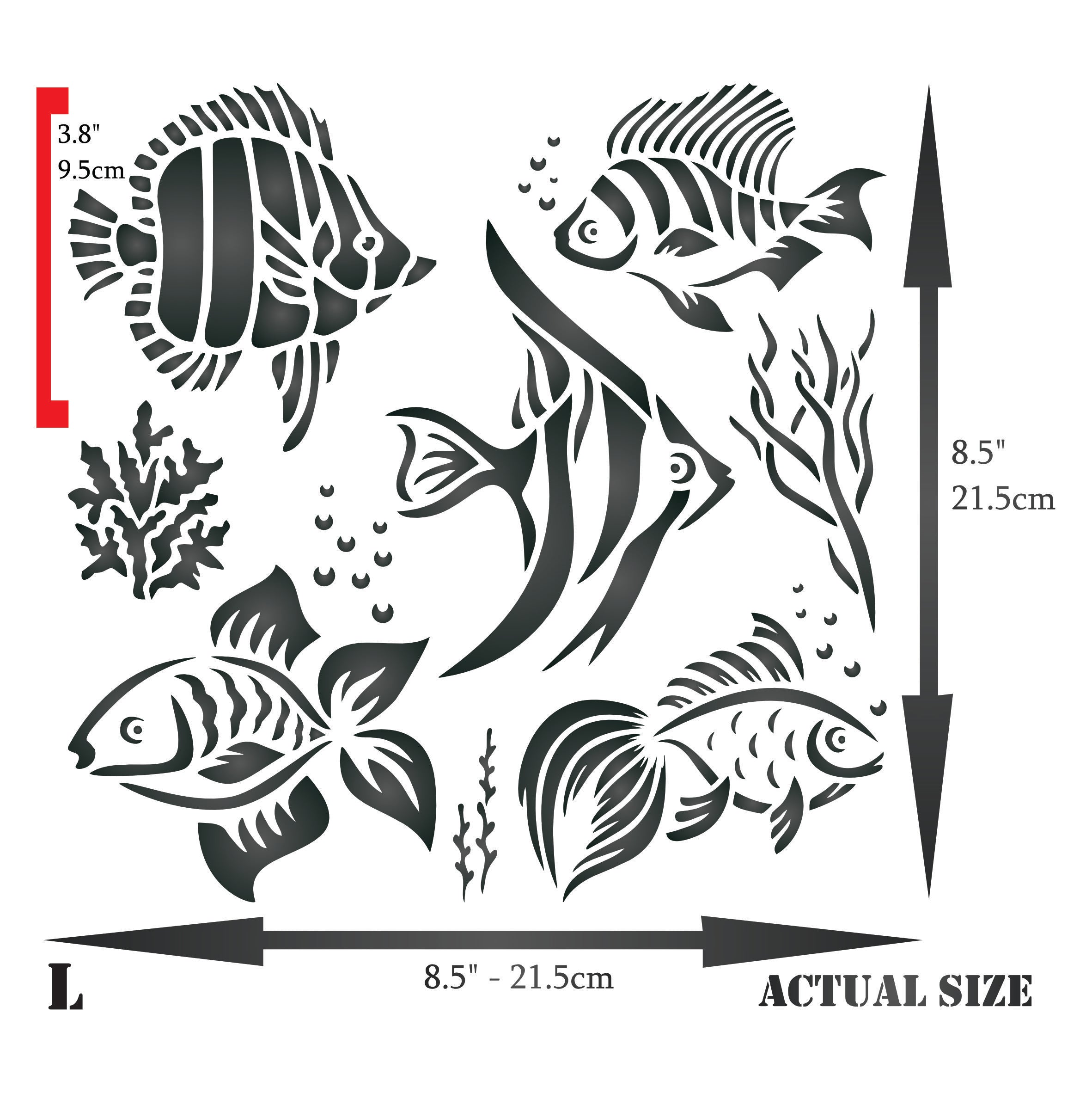 Fish Stencil - Sea Reef Fish Seaweed