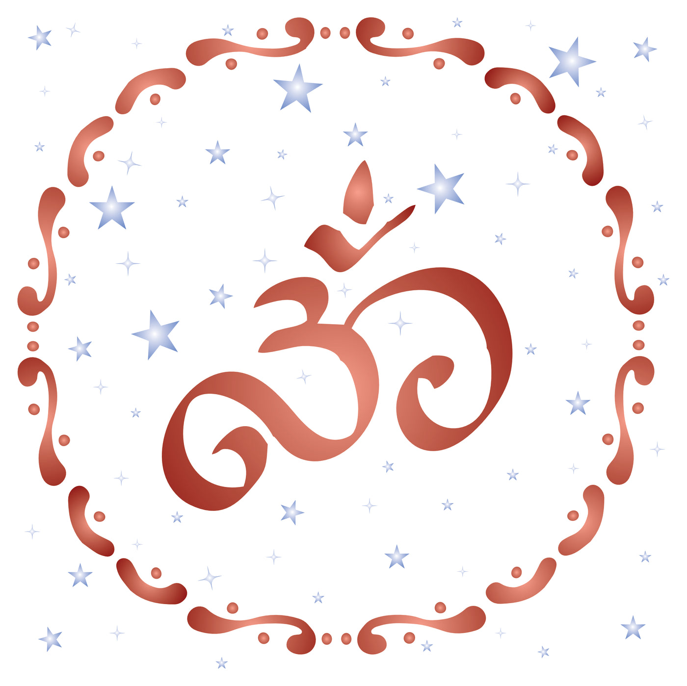 Starry OM Stencil - AUM Indian Mantra Sanskrit Hindu Spiritual