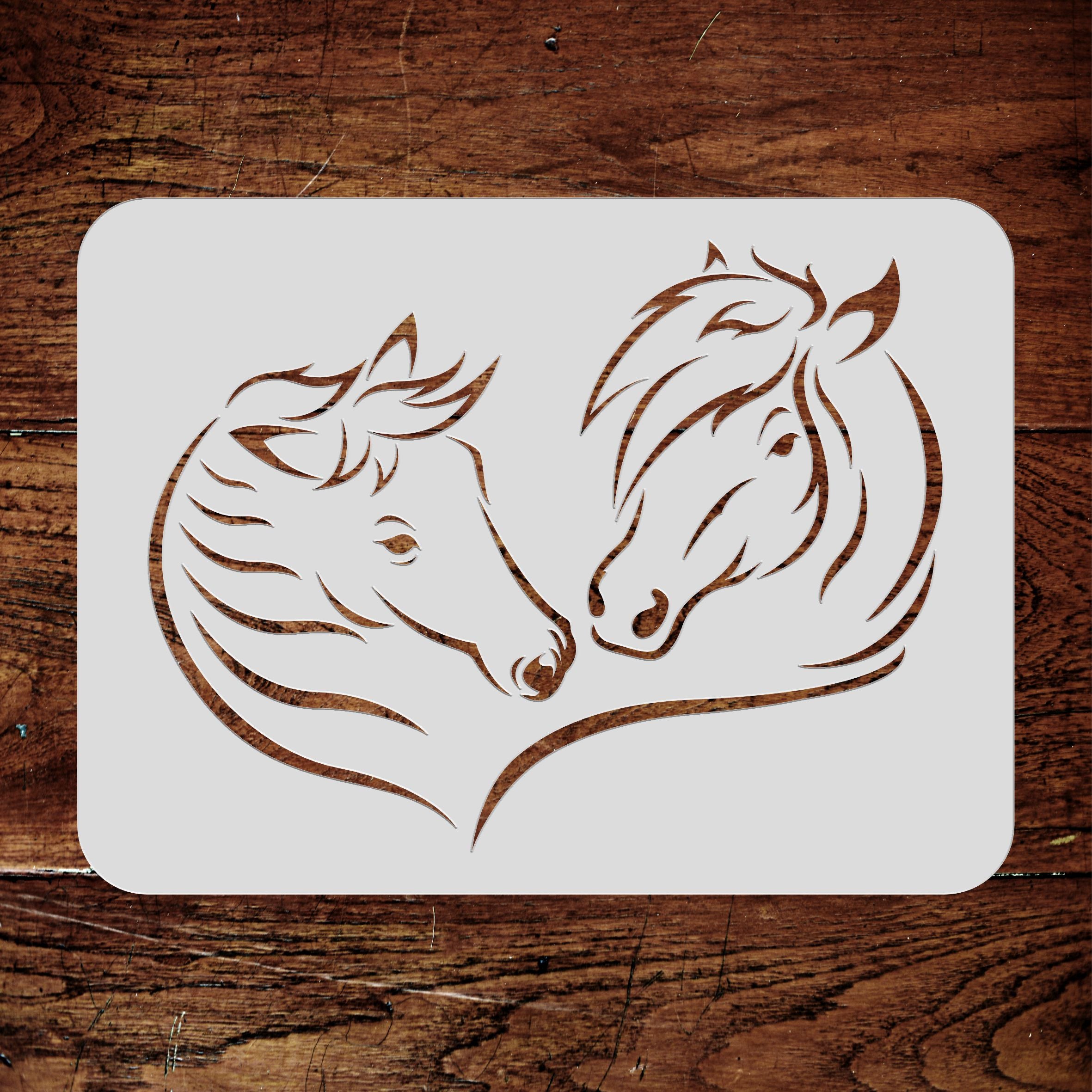 Love Horses Stencil - Decorative Farm Animal Equine Pony Horse Head