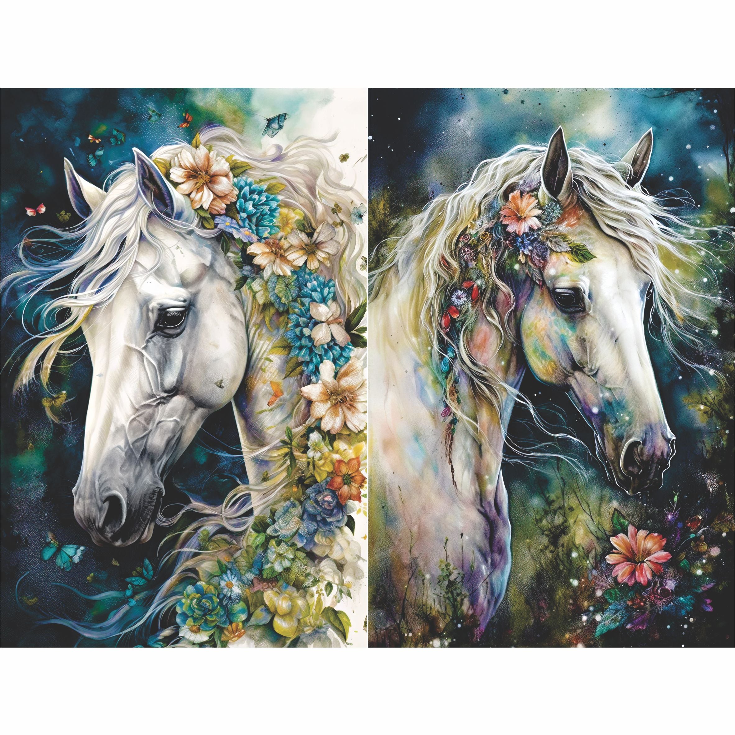 Bohemian Horses Rice Paper, 8 x 10.5 inch â€“ for Decoupage Scrapbooking Craft