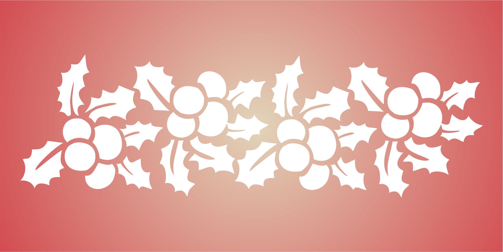 Christmas Holly Stencil, 15 x 4.5 inch - Holly Leaf Berry Border Christmas