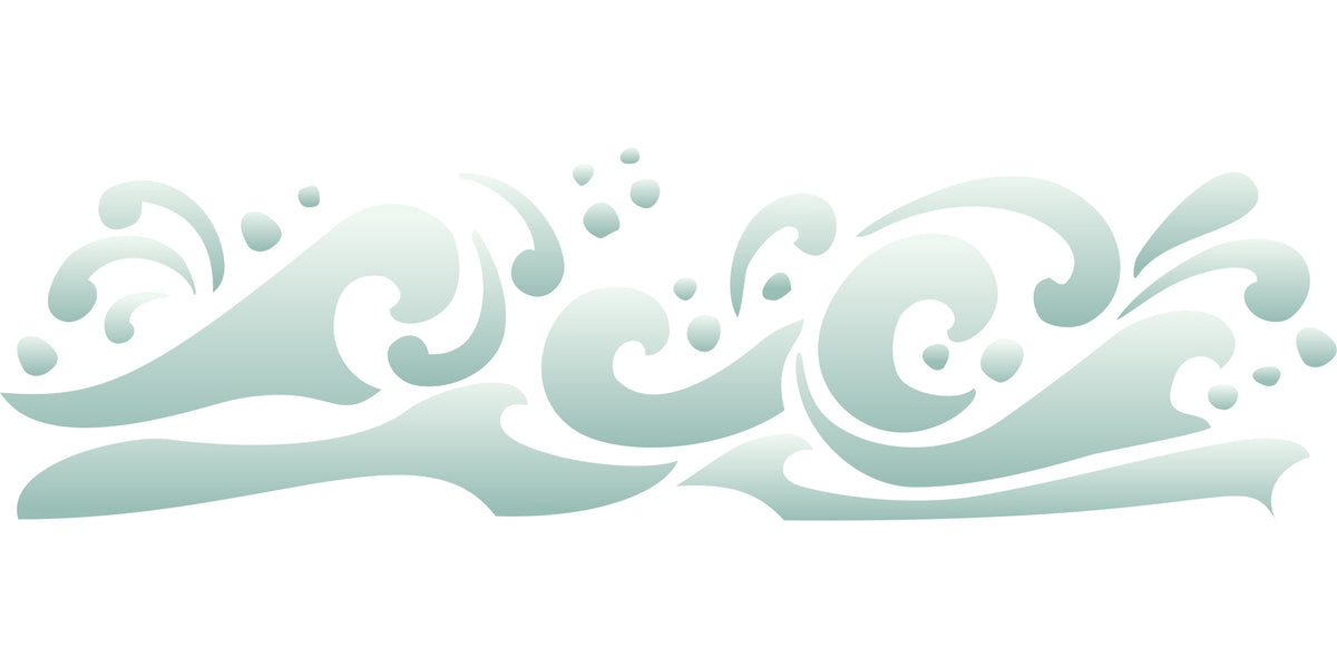 Wave Stencil, 12.7 x 3.18 cm - Sea Ocean Nautical Seashore Reef Border