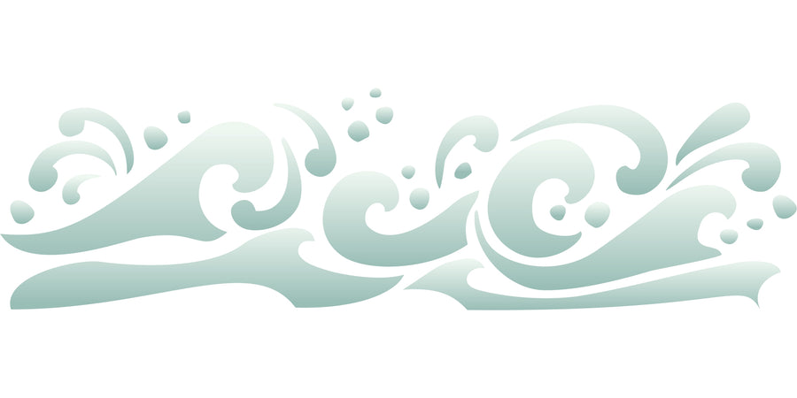 Wave Stencil, 12.7 x 3.18 cm - Sea Ocean Nautical Seashore Reef Border