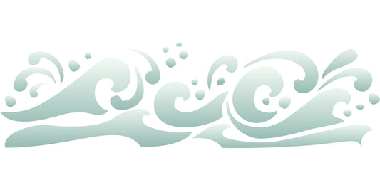 Wave Stencil, 44.45 x 11.43 cm - Sea Ocean Nautical Seashore Reef Border