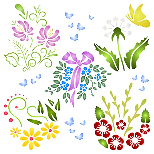 Pretty Posies Stencil - Flowers Bunches Posy Bouquet