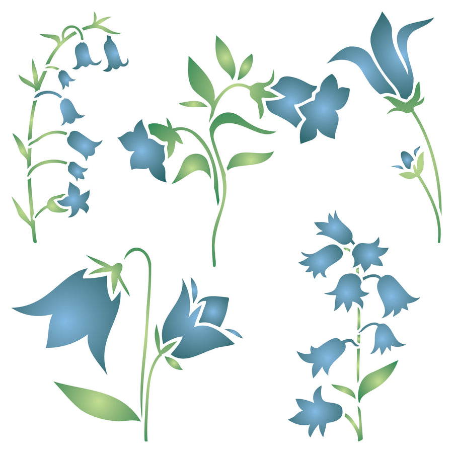 Bluebell Flower Stencil, 16.5 x 16.5cm - Reusable Mylar Designs for Painting