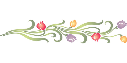 Tulip Stencil, 30.48 x 6.35 cm - Classic Border Flower