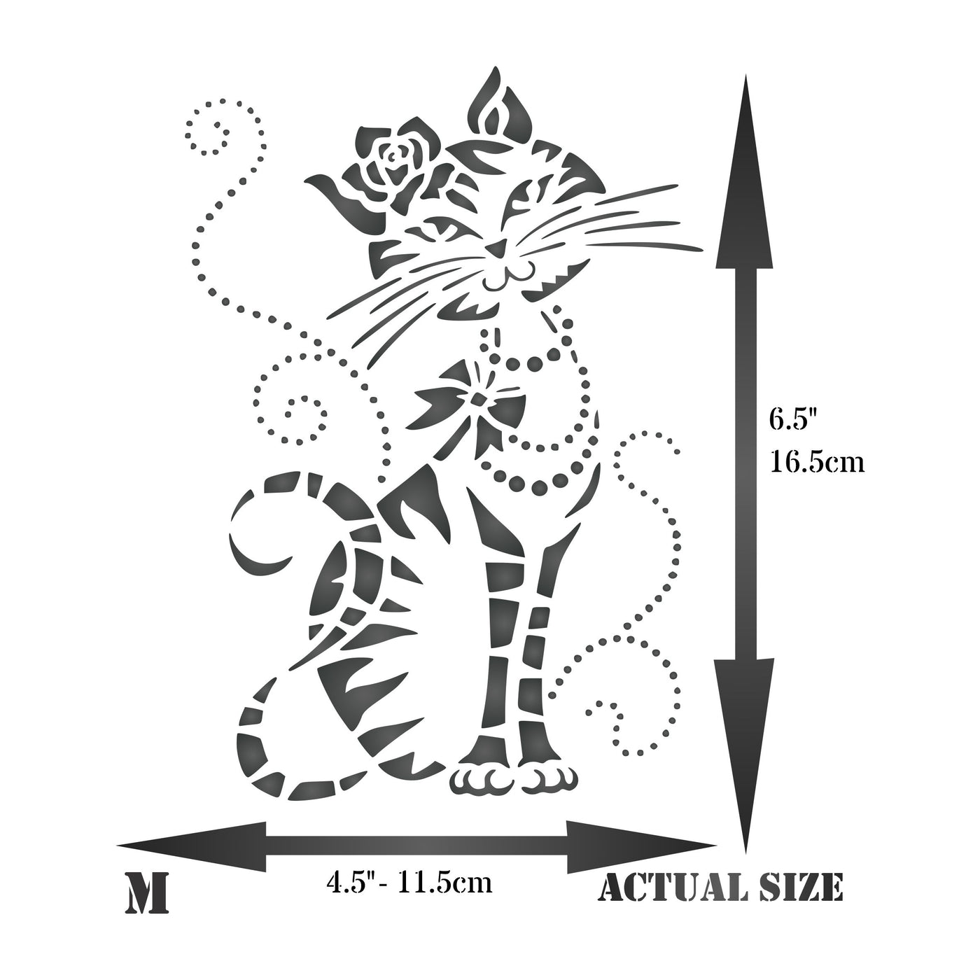 Cute Cat Stencil - Cool Cartoon Cat Bow Flower Beads