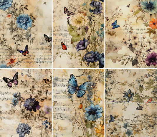 Floral Music Decoupage Rice Paper, 20.32 x 26.67 cm - Scrapbooking Crafts Cards