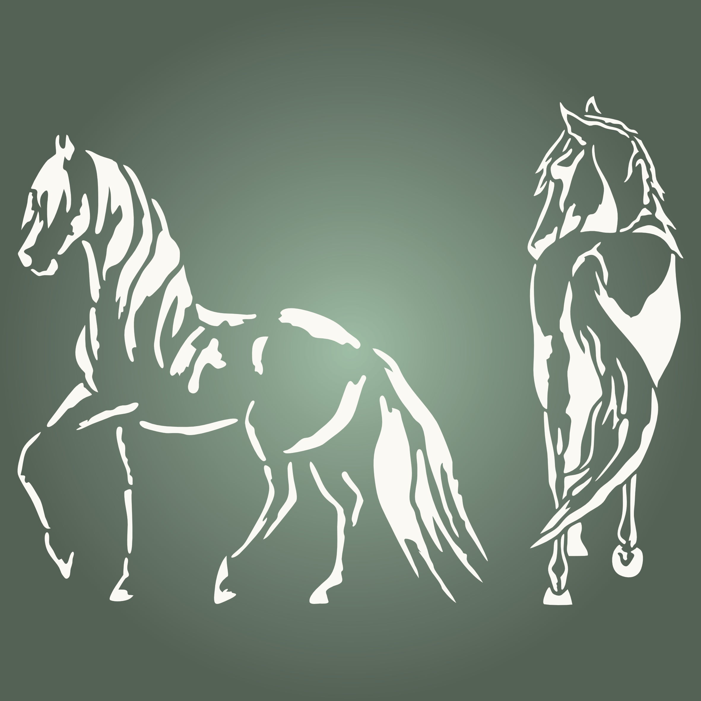 Wild Horses Stencil - Decorative Farm Animal Equine Pony Horse