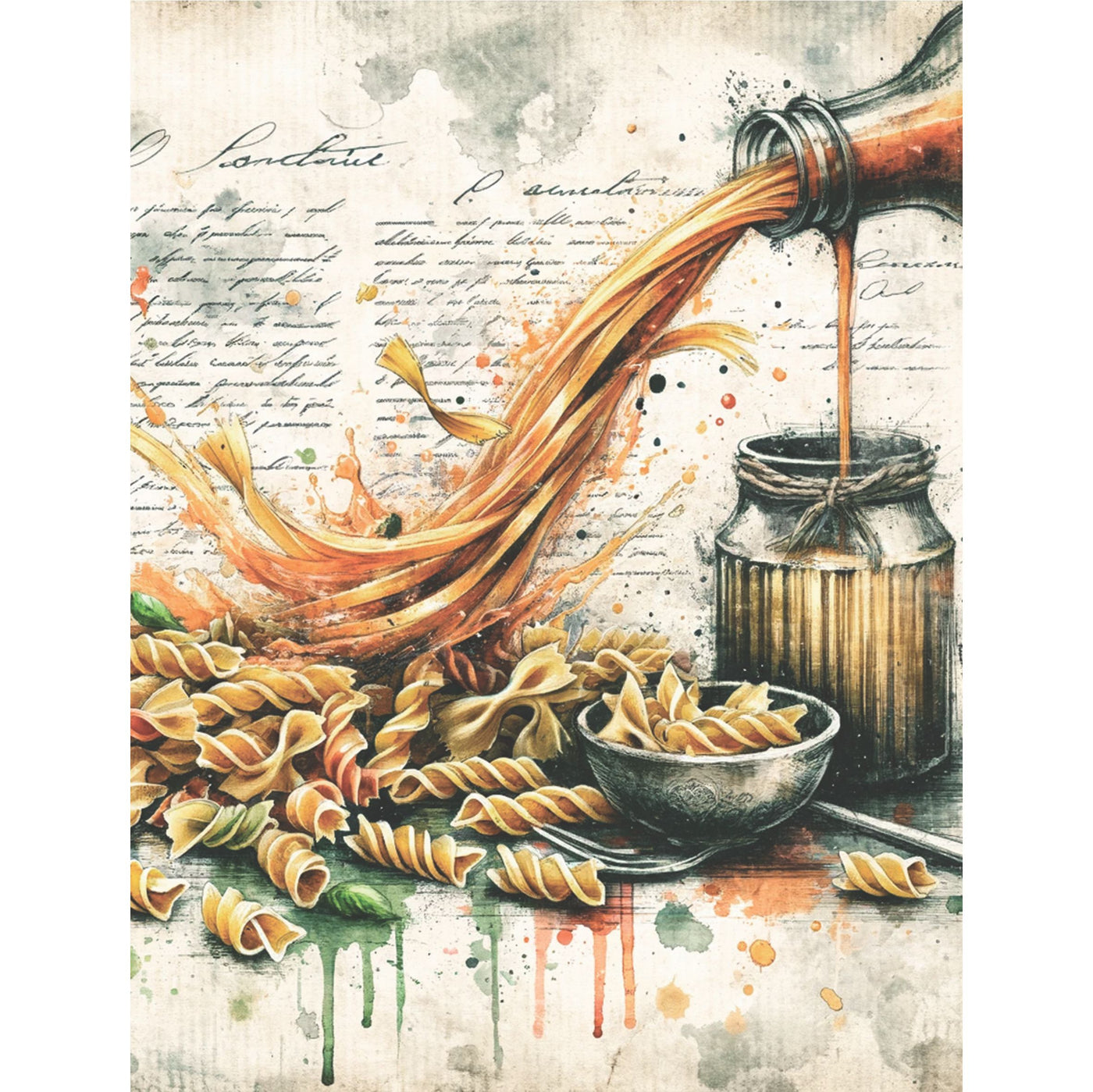 Pasta Rice Paper, 8 x 10.5 inch - for Decoupage Scrapbooking Cards Crafts