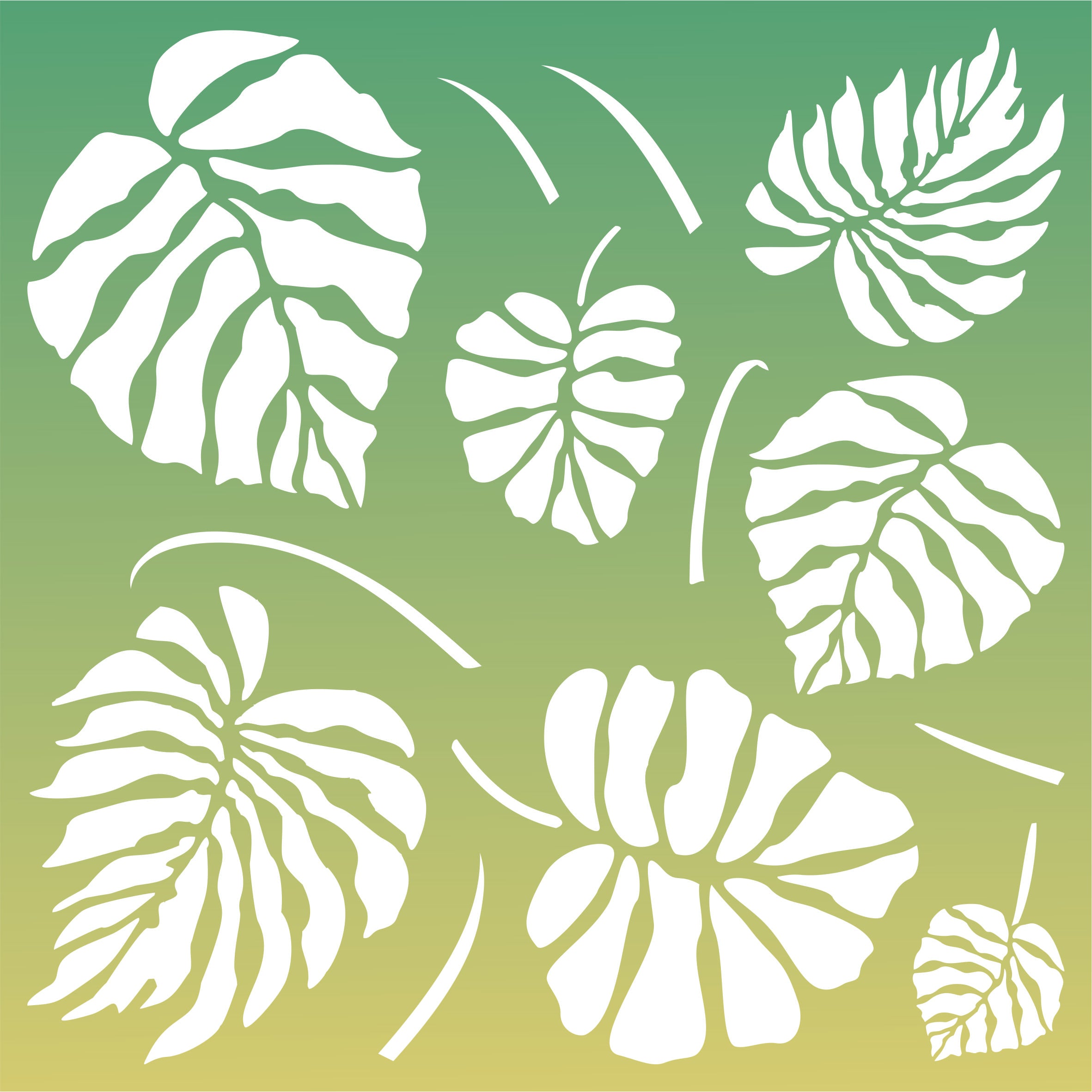 Monstera Leaves Stencil - Large Tropical Philodendron