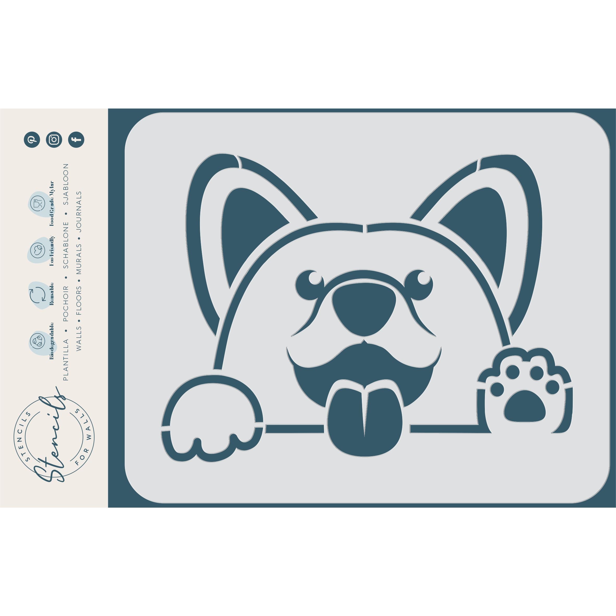 Corgi Stencil - Kids Cartoon Style Pembroke Welsh Corgi Dog