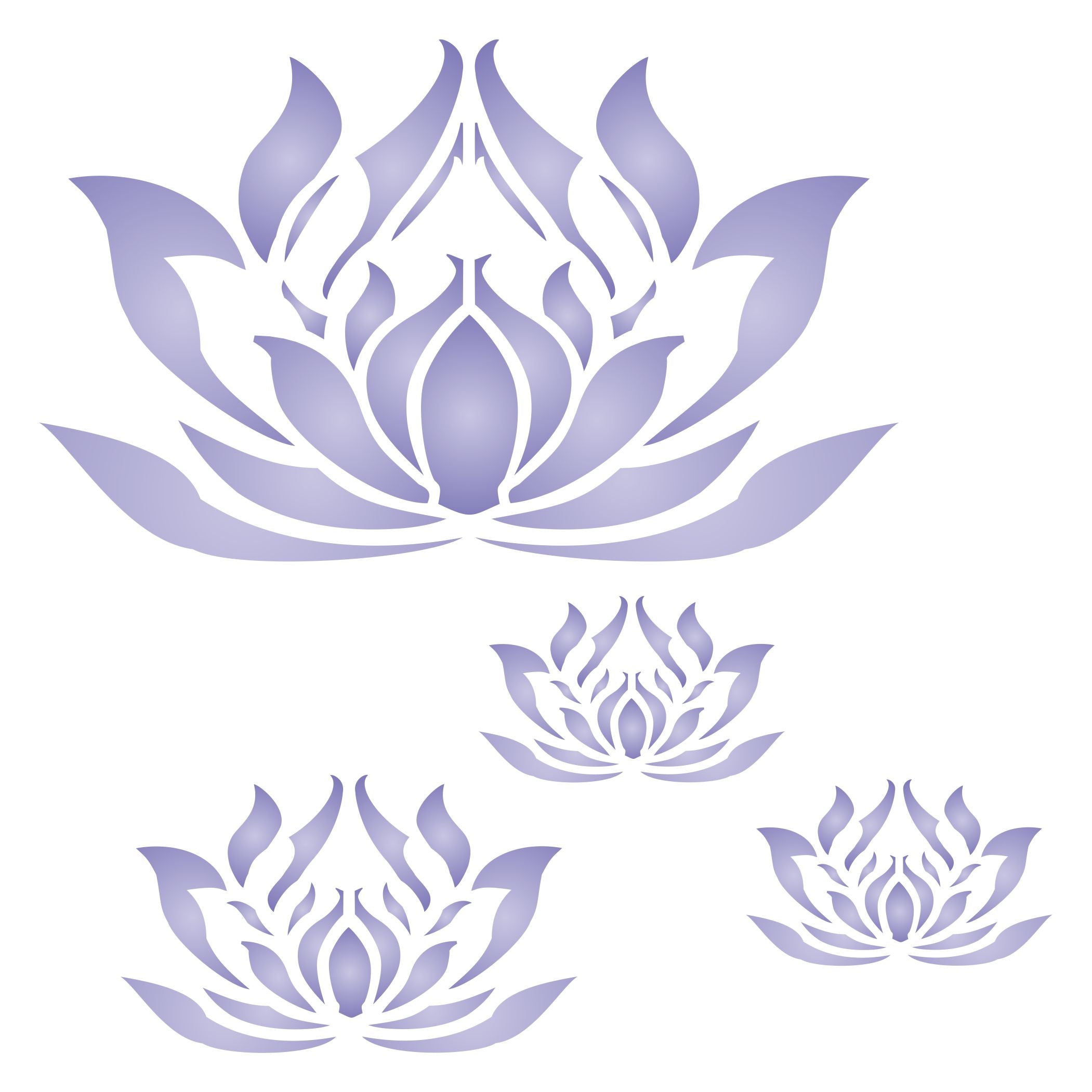 Lotus Flowers Stencil, 6.5 x 6.5 inch - Large Lotus Flower Mural