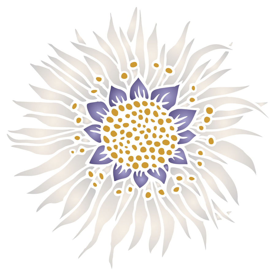 Passion Flower Stencil - Stylized Passiflora Vine Flower Design