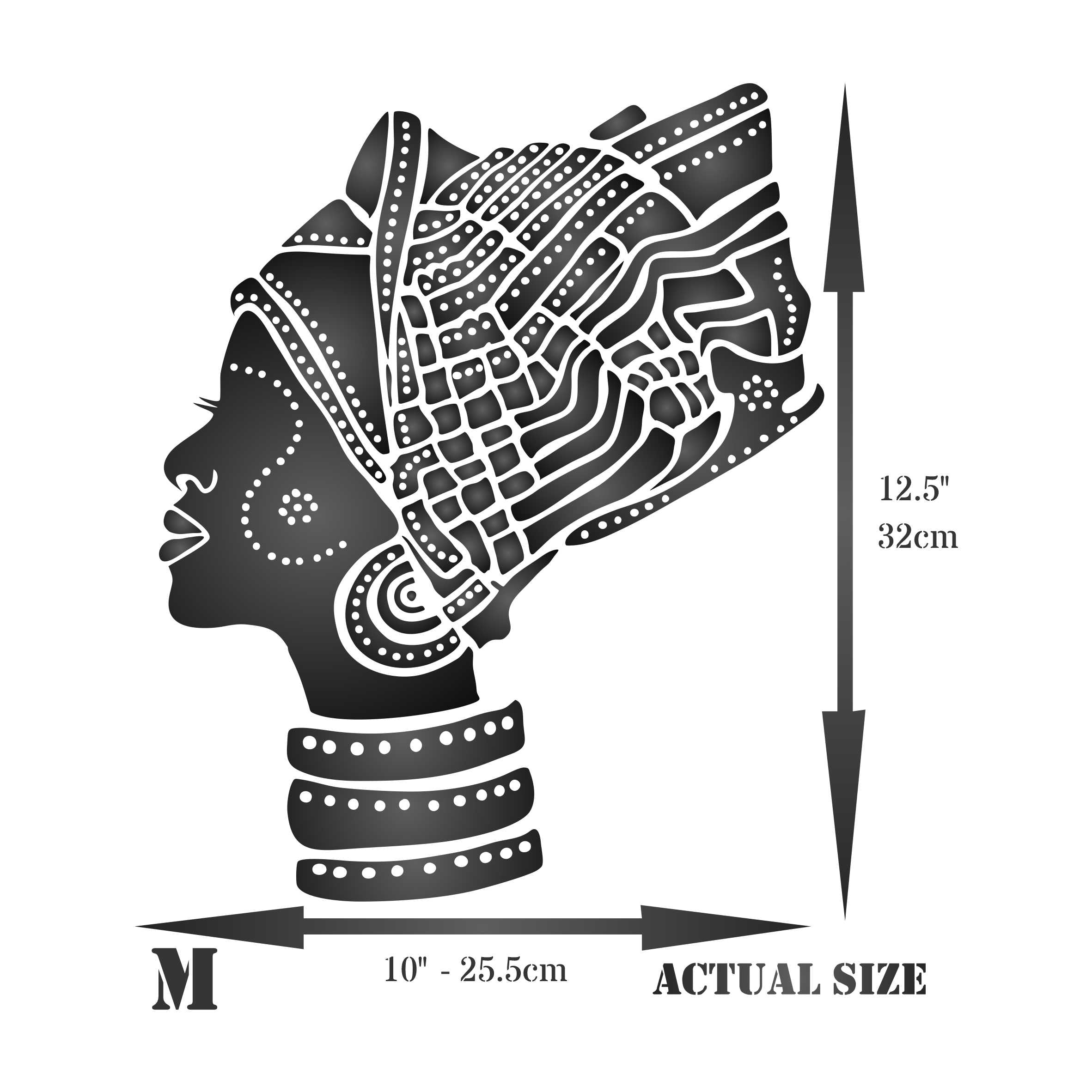 African Headdress Stencil - Traditional African Headwrap Scarf