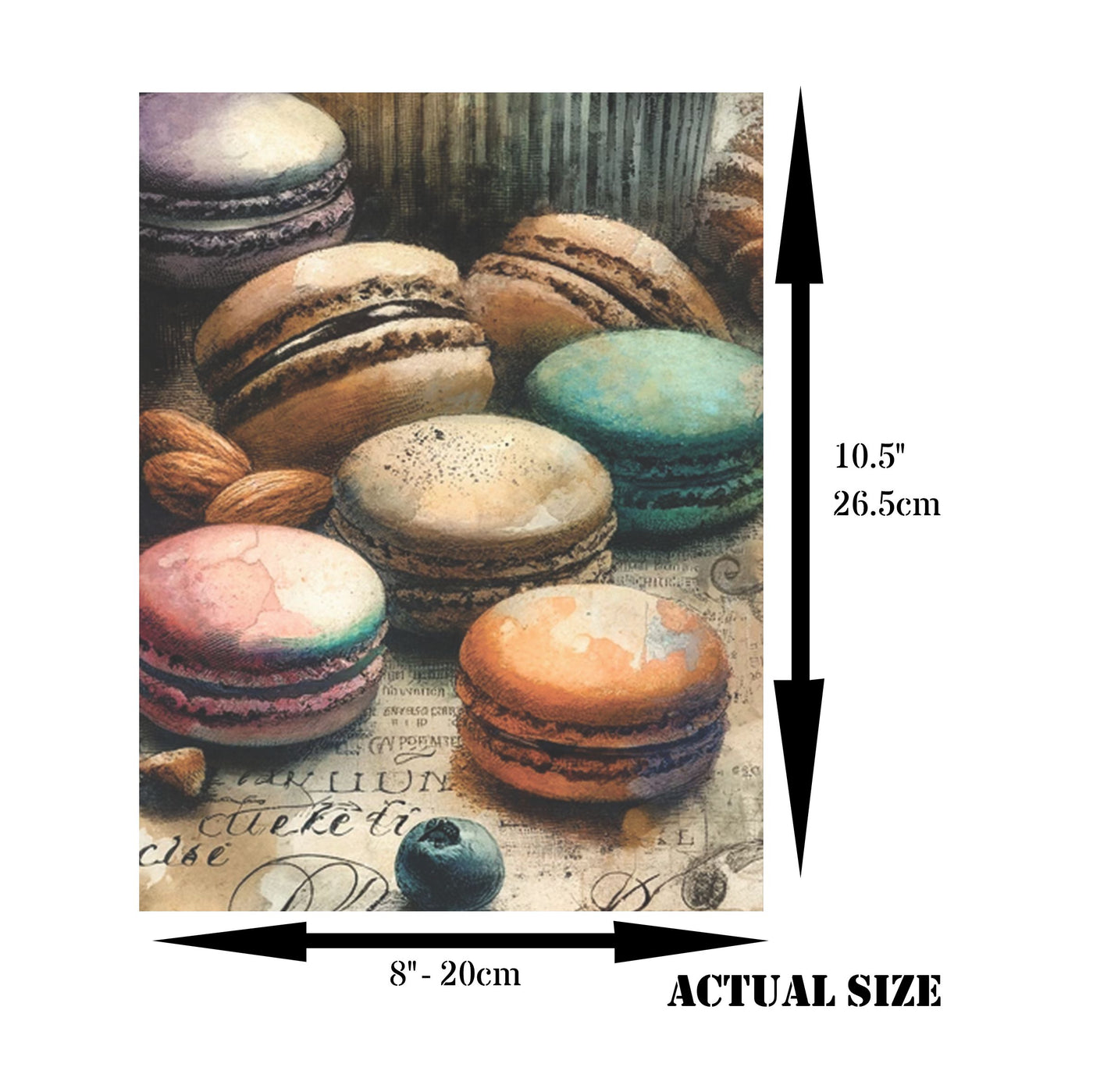 Macaroons Rice Paper, 8 x 10.5 inch - for Decoupage Scrapbooking Cards Crafts