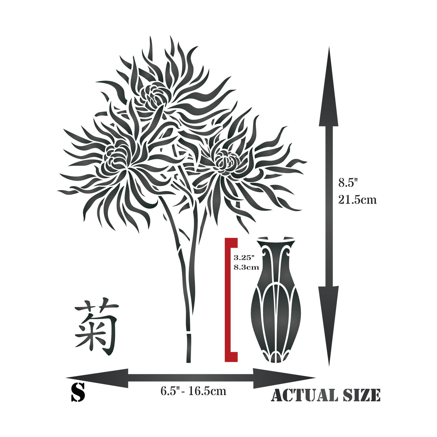 Japanese Mums Stencil - Spider Chrysanthemum Flower Vase