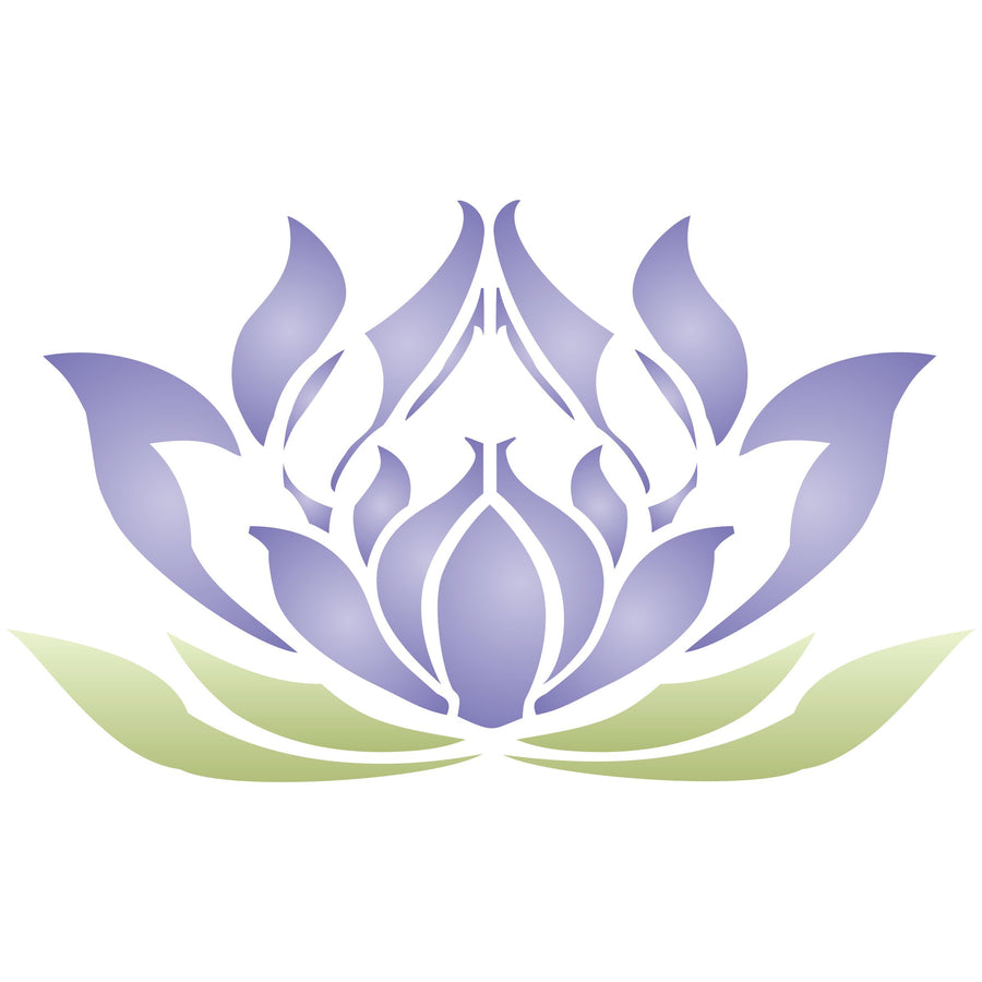 Lotus Flower Stencil, 11 x 6.5 inch - Stylized Oriental Asian Lotus Bloom