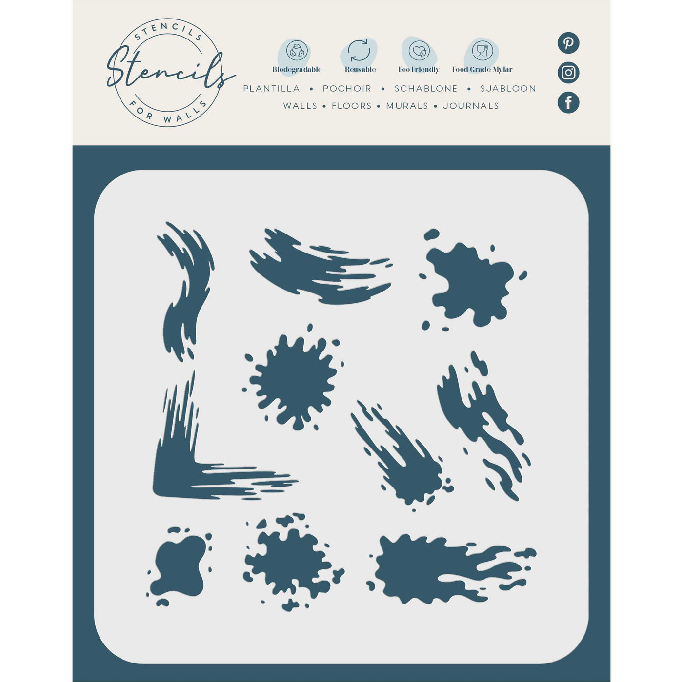 Grunge Blots Stencil - Mixed Media Shapes Paint Blots Splashes Grunge