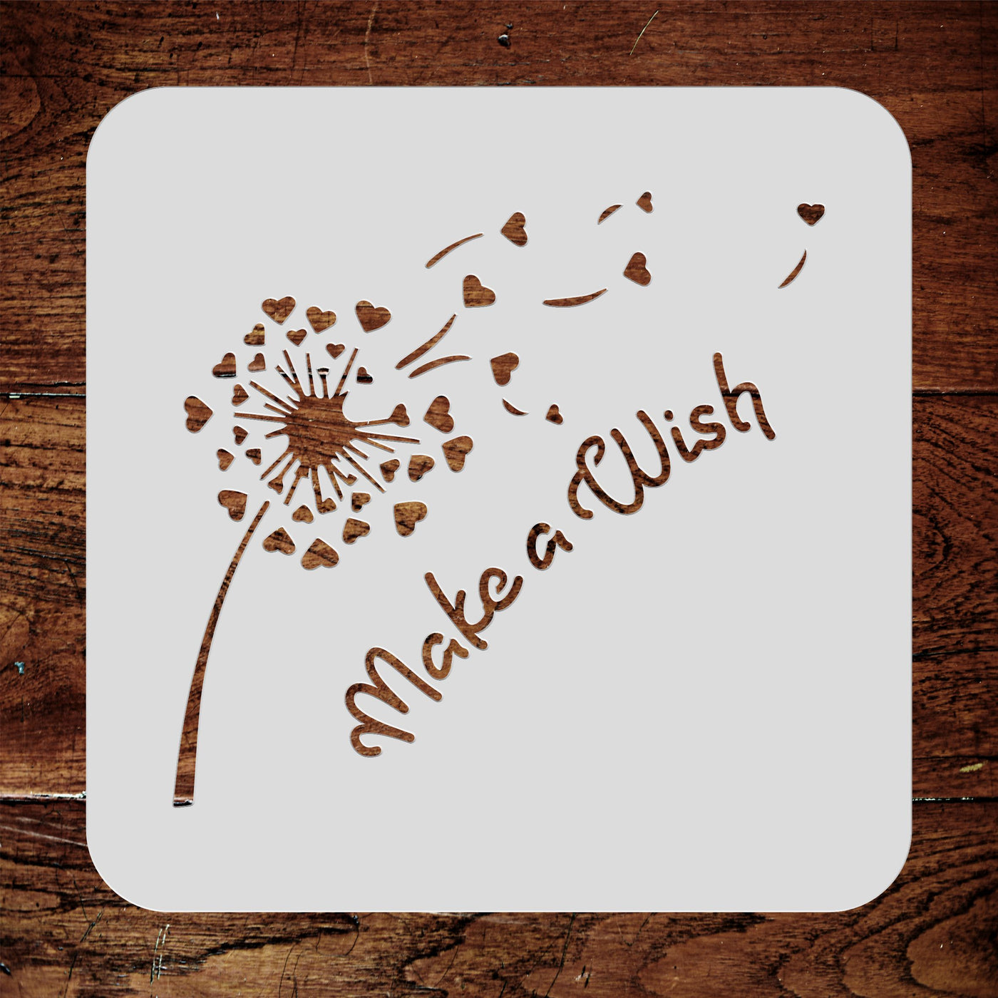 Make a Wish Stencil - Dandelion Heart Quote Card