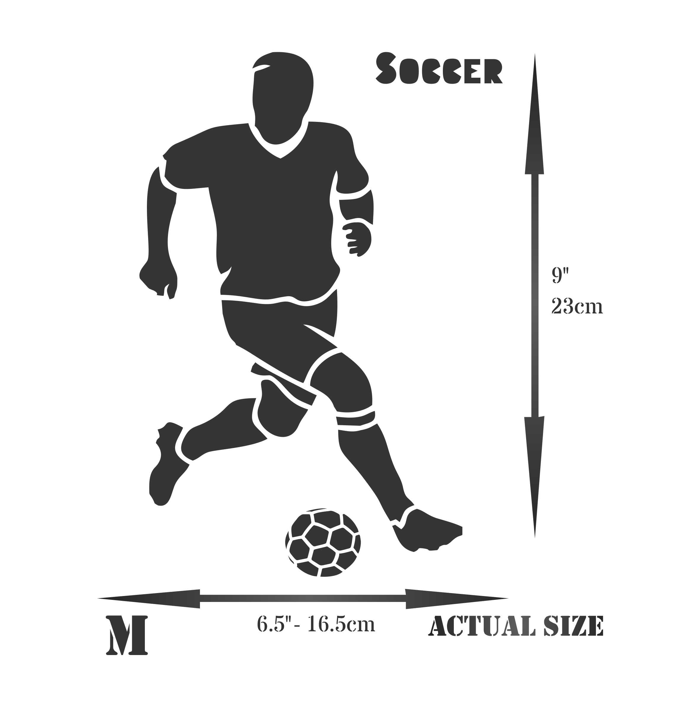 Soccer Stencil - Athlete UK Football Soccer Player Ball Word Quote