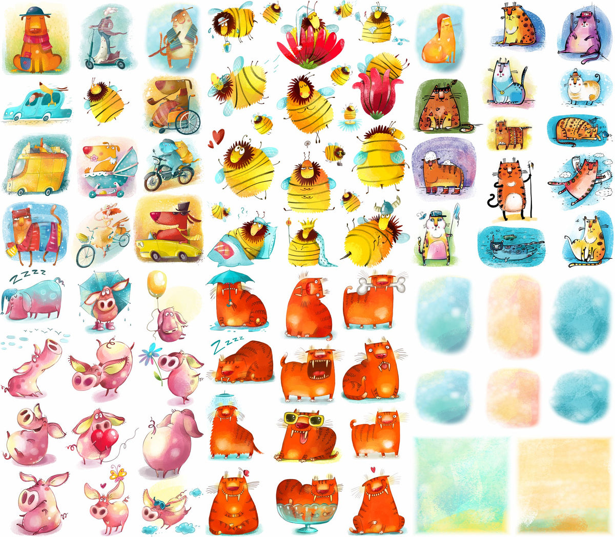 Cartoon Animals Rice Paper, 20.32 x 26.67 cm - for Decoupage Furniture Crafts