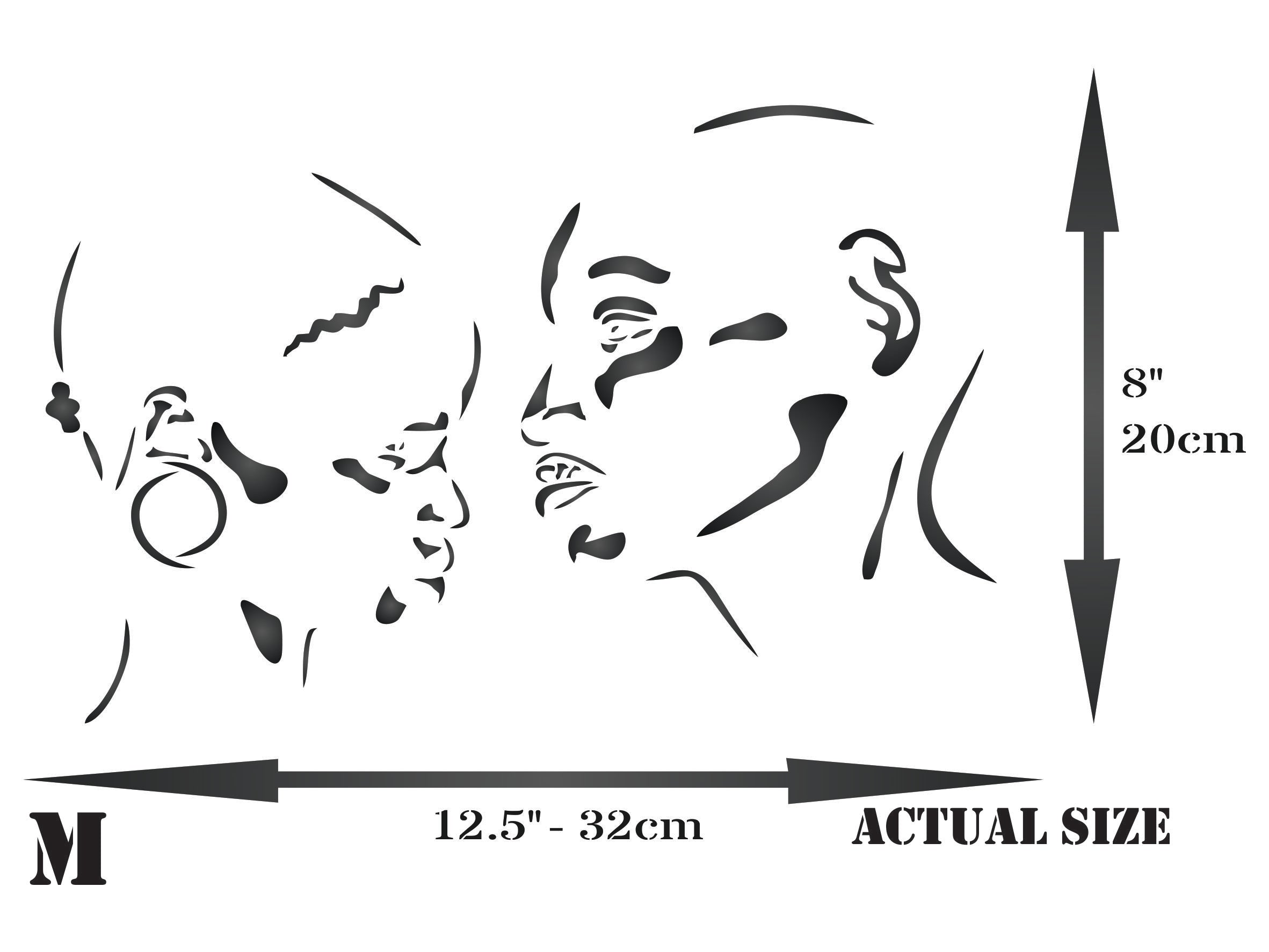 African Couple Stencil - Man Woman Head