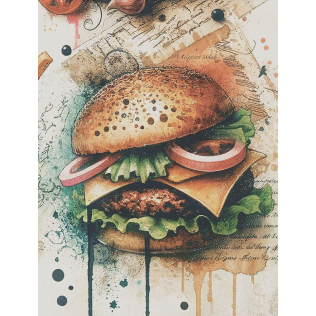 Burger Rice Paper, 20.32 x 26.67 cm - for Decoupage Scrapbooking Cards Crafts