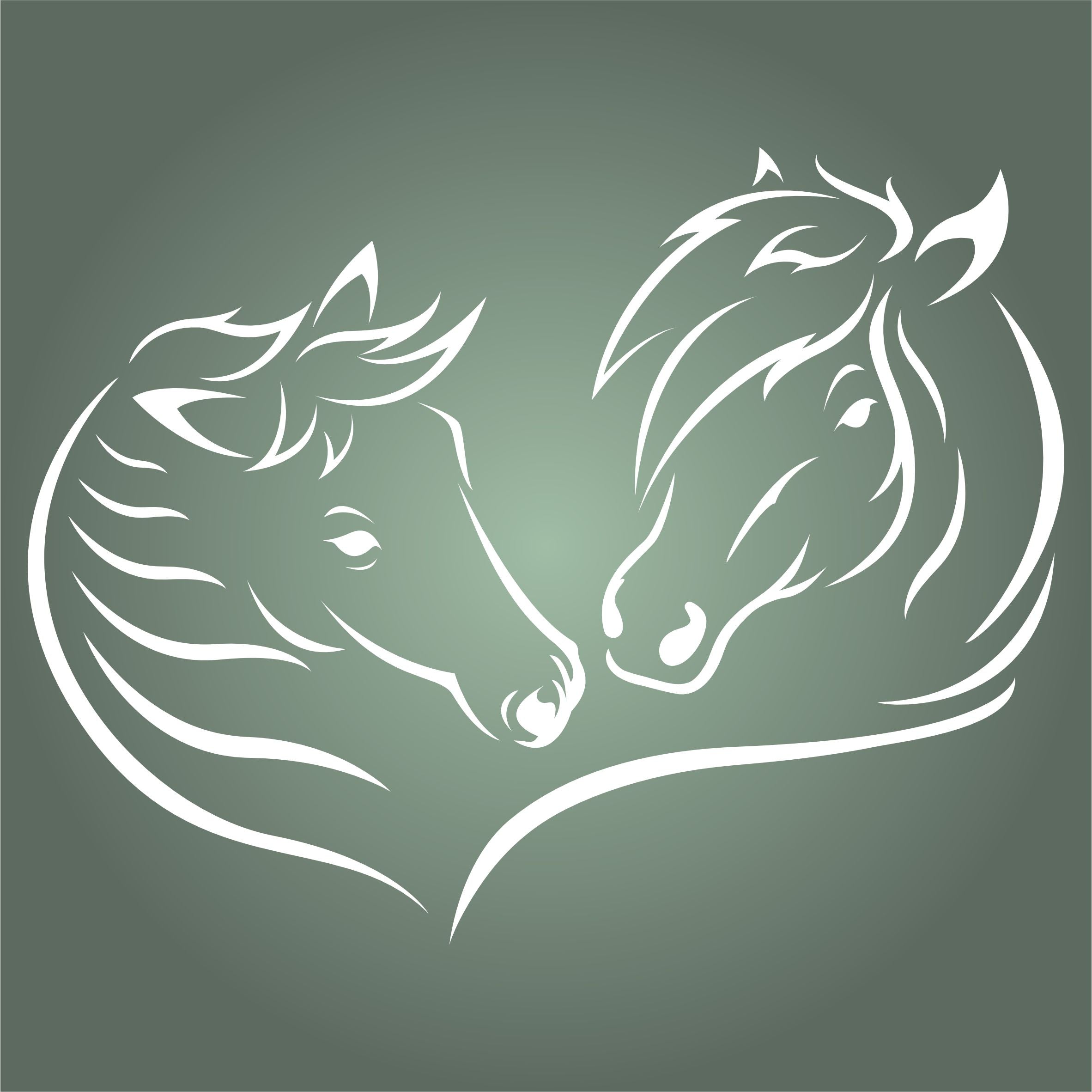 Love Horses Stencil - Decorative Farm Animal Equine Pony Horse Head