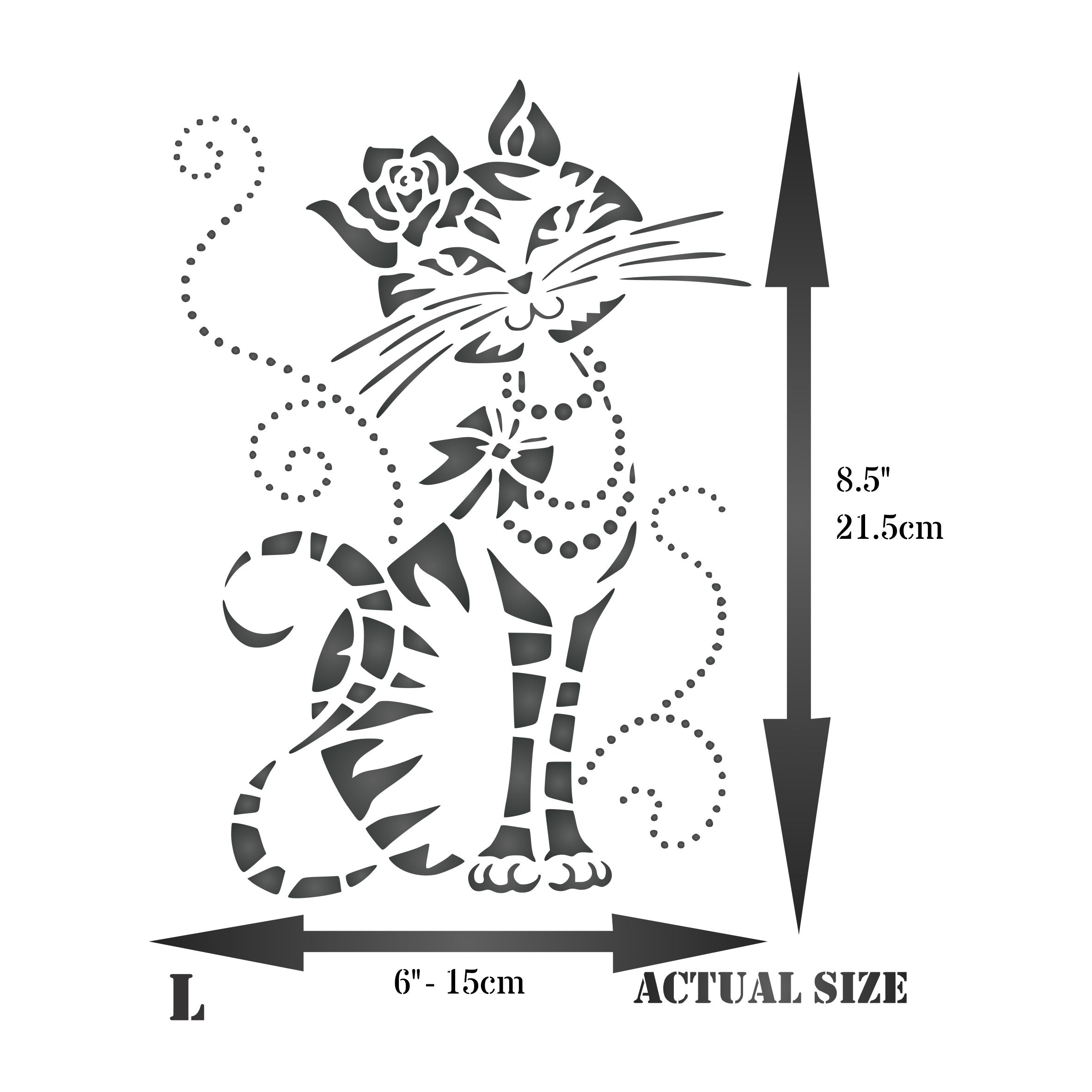 Cute Cat Stencil - Cool Cartoon Cat Bow Flower Beads