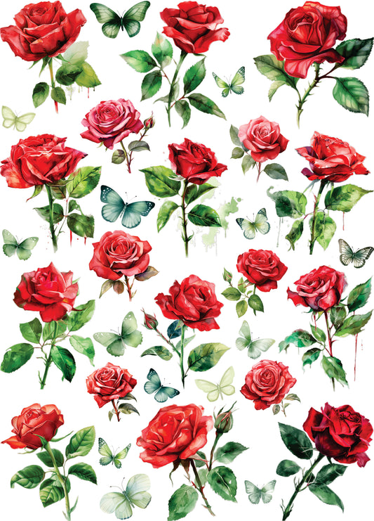 Rose Flowers Mulberry Rice Paper, 29.21 x 36.83 cm - for Decoupage Cards Crafts