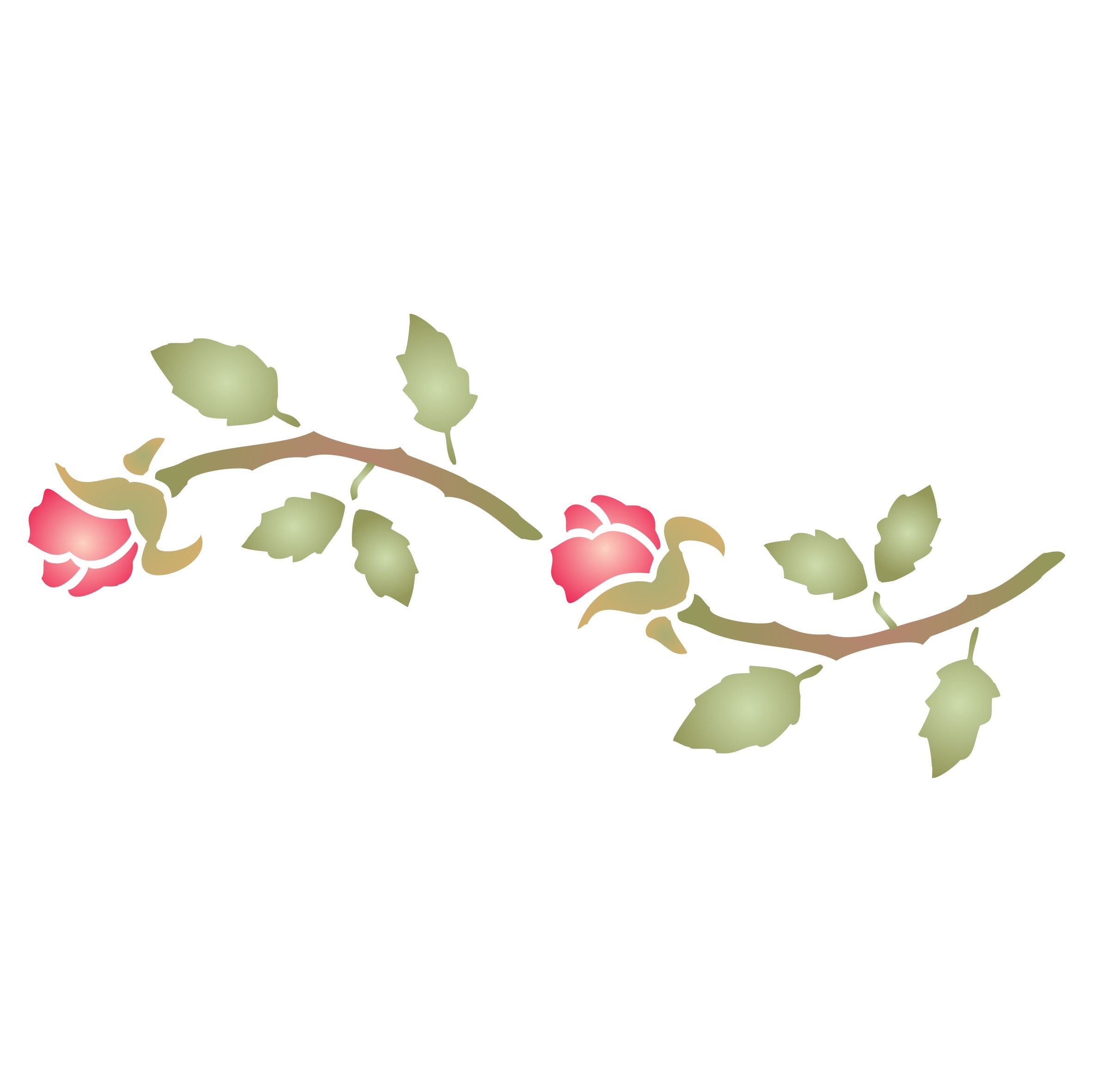 Rose Bud Stencil, 9.5 x 4.5 inch - Border Flower