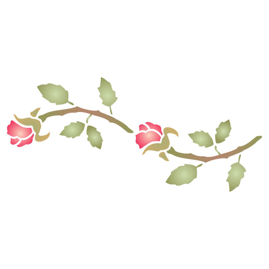 Rose Bud Stencil, 24.13 x 11.43 cm - Border Flower