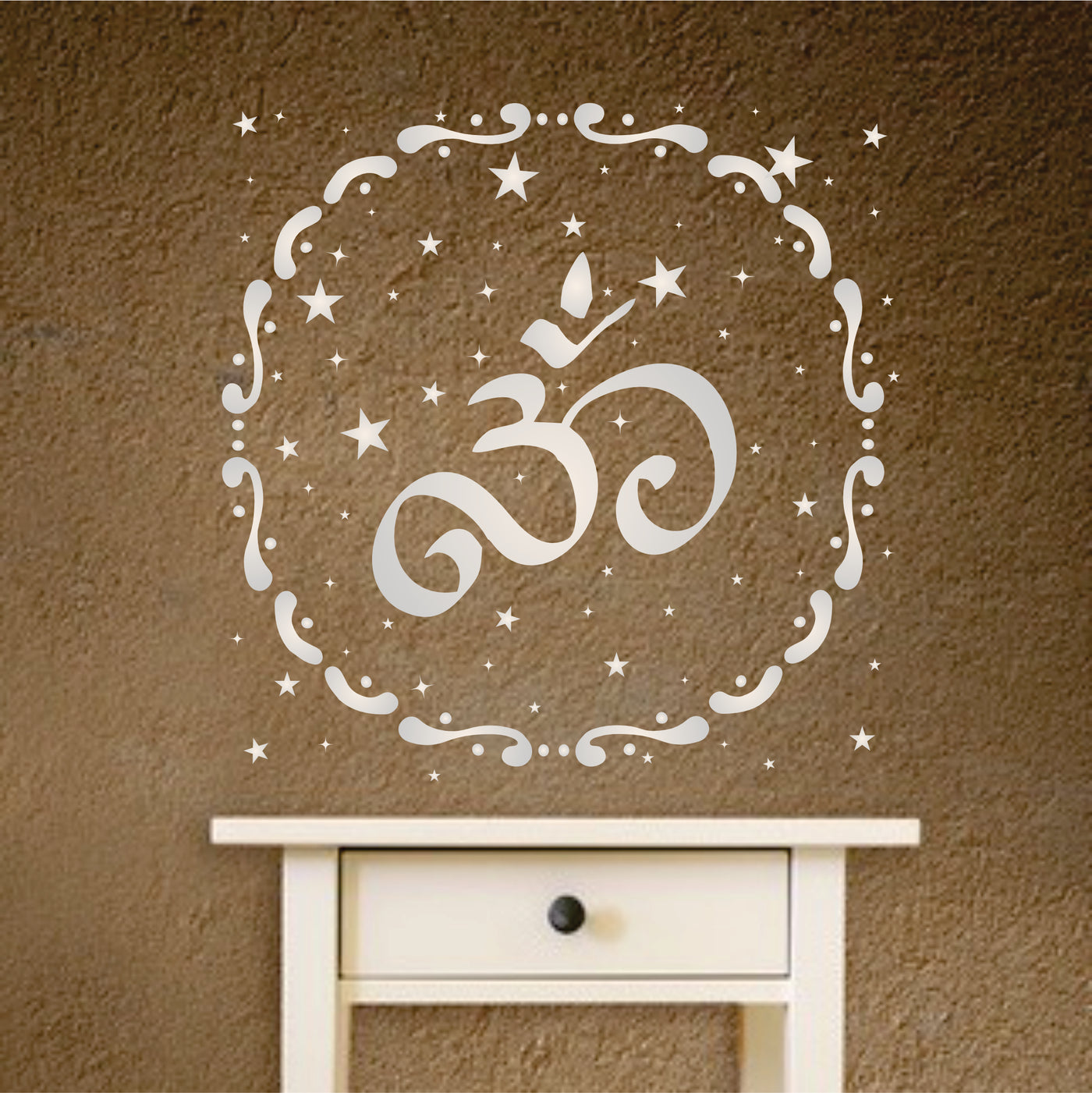 Starry OM Stencil - AUM Indian Mantra Sanskrit Hindu Spiritual