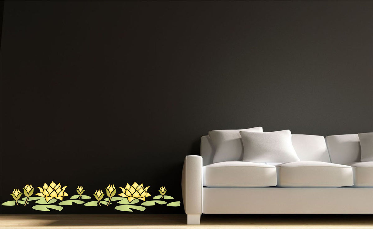Water Lily Stencil, 7.62 x 11.43 cm - Classic Lily Flower Border