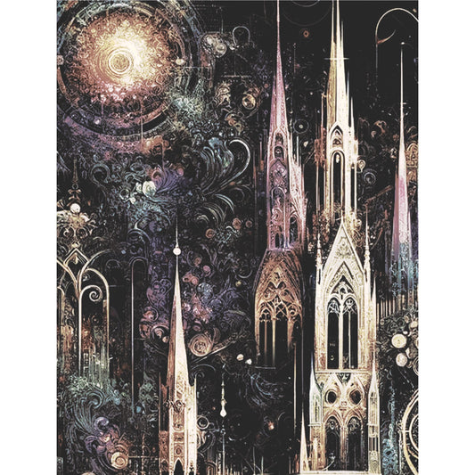 Gothic Spires Rice Paper, 20.32 x 26.67 cm - for Decoupage Scrapbooking Cards Crafts