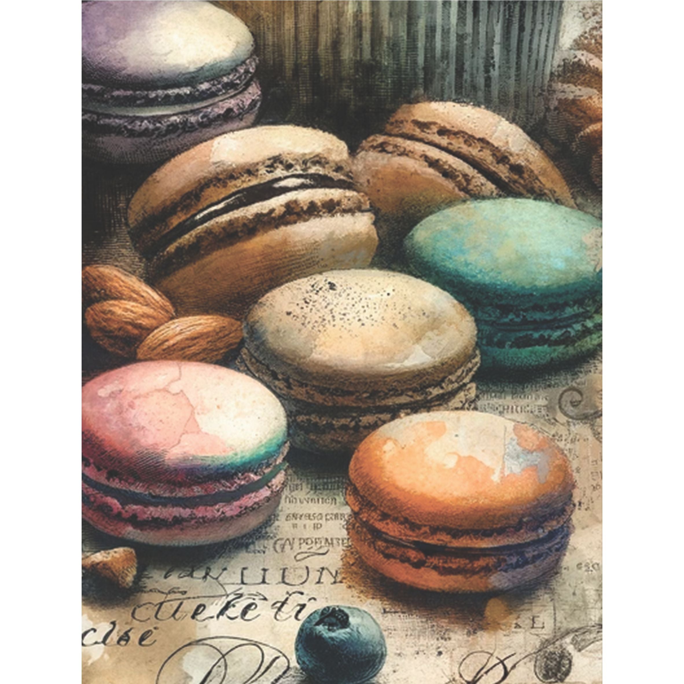 Macaroons Rice Paper, 8 x 10.5 inch - for Decoupage Scrapbooking Cards Crafts